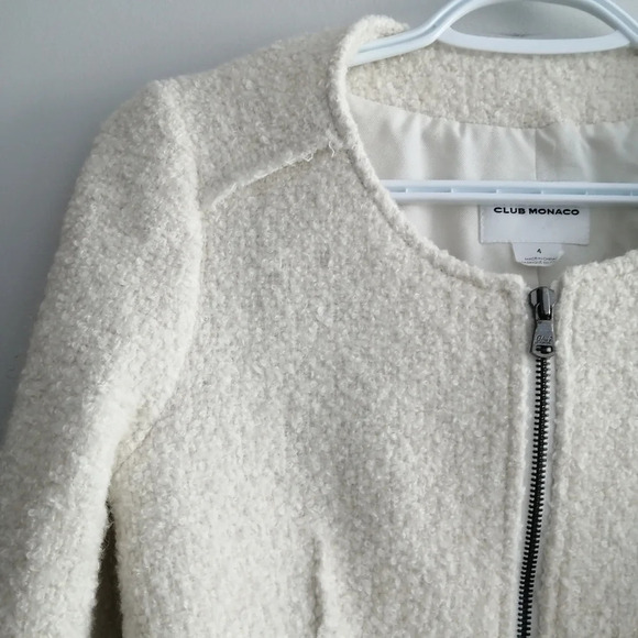 Club Monaco Sherpa Wool Blend Cream Zip Up Blazer Size 4 - Picture 8 of 16